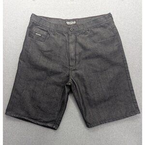 Enyce Denim Shorts Mens 44 Gray Bermuda Dark Wash Red Trim Pockets Streetwear